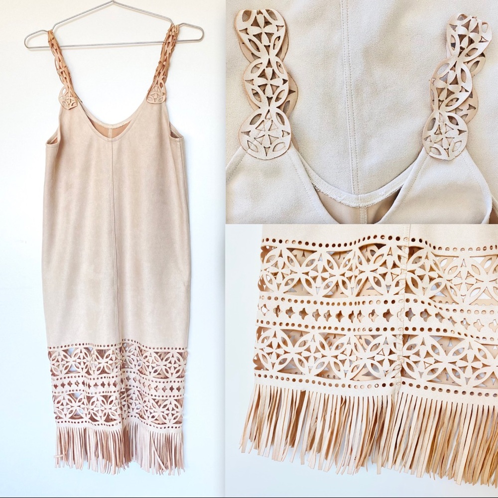 Fringe faux suede dress